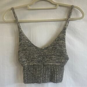 Pins and Needles Knit Crop Top Tank Womens Small Deep V Neck Ribbed Urban Y2K
